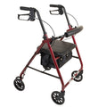 Aluminum Rollator Walker with Seat, 6-inch Wheels, Foldable, Burgundy E6531
