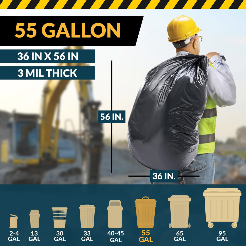 55 Gallon Heavy Duty Trash Bags A6629
