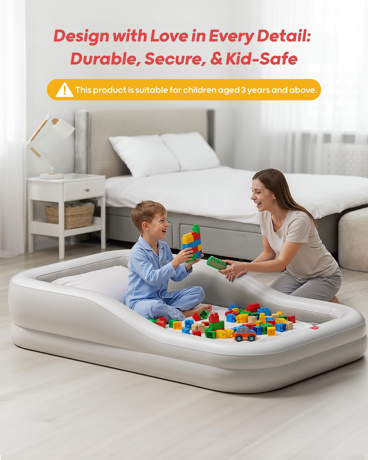 Inflatable Toddler Travel Bed Extra Large Gray O7747