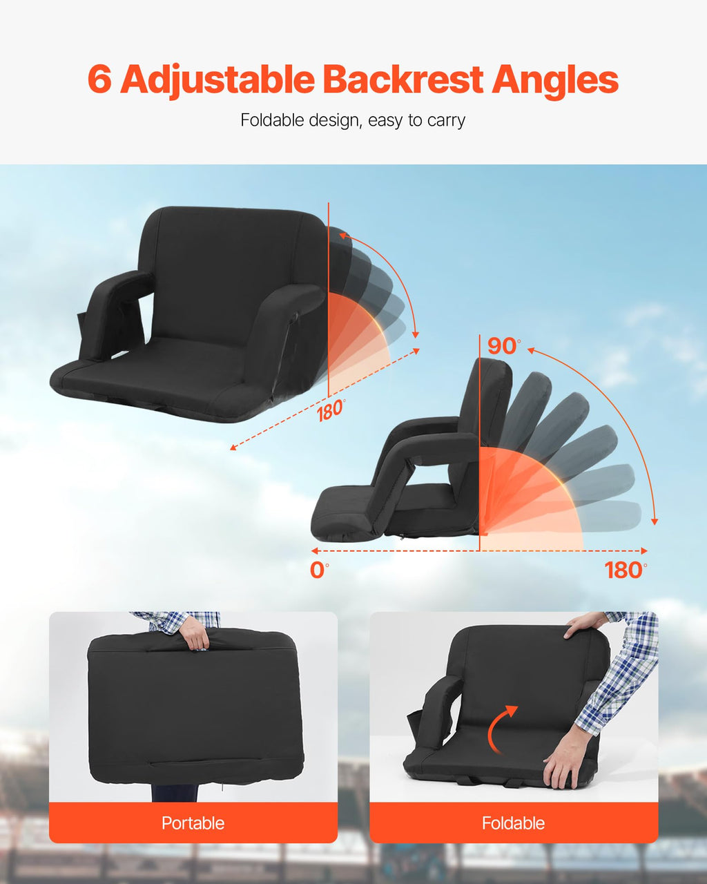 Folding Padded Stadium Seat with Cupholder F400