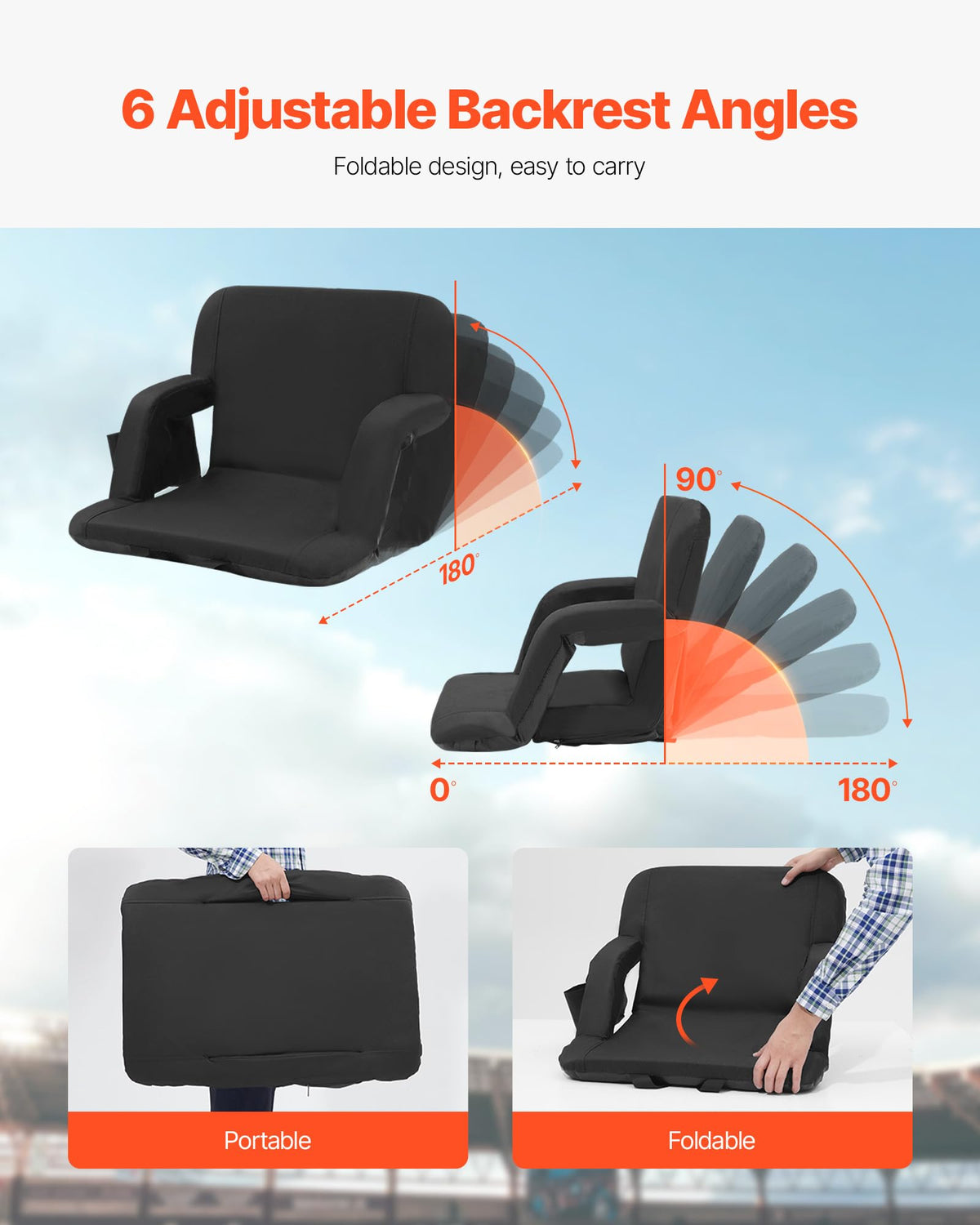 Folding Padded Stadium Seat with Cupholder F400