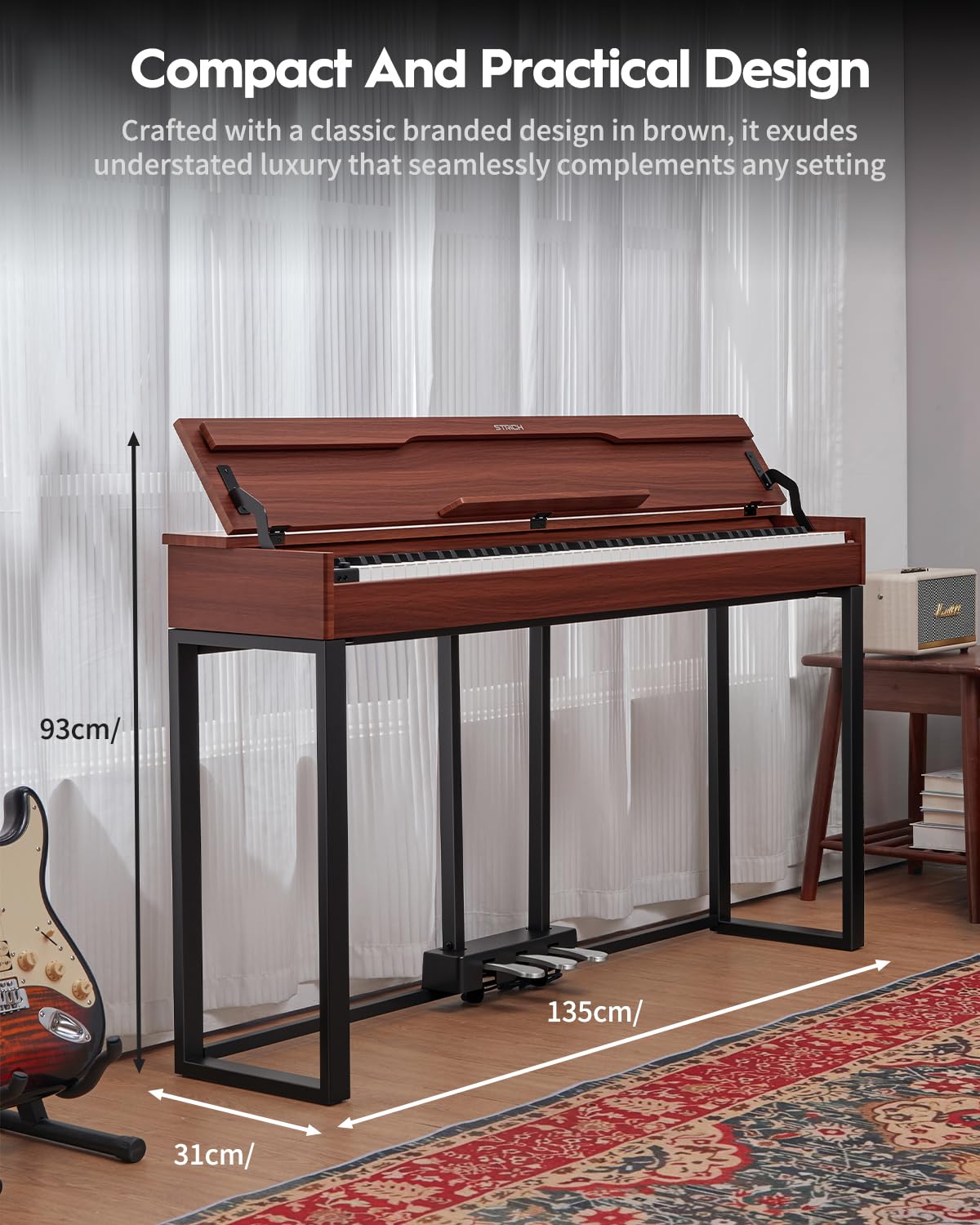 88 Keys Hammer-Action Fully Weighted Digital Piano with Furniture Stand H66374