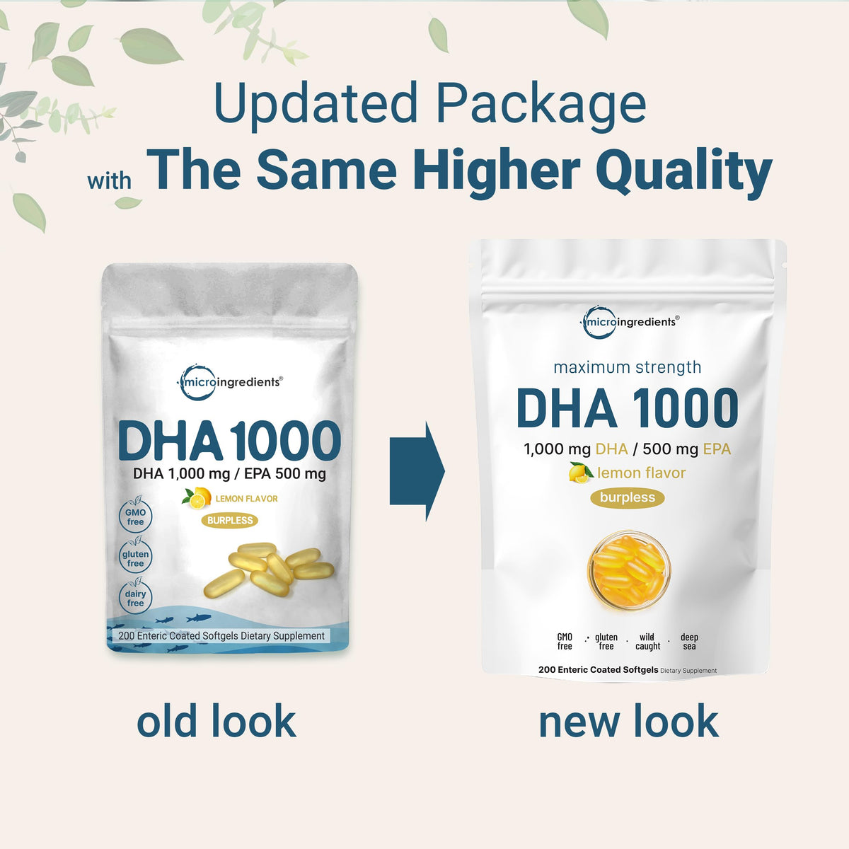 1000mg Omega 3 Fish Oil DHA EPA 200 Softgels W64453