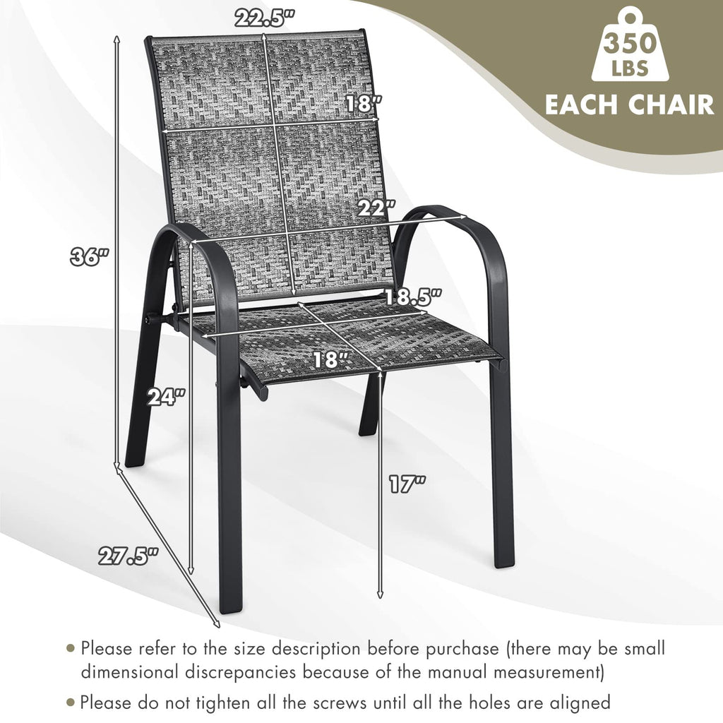 Stackable PE Wicker Patio Arm Chairs Set of 6 U405698