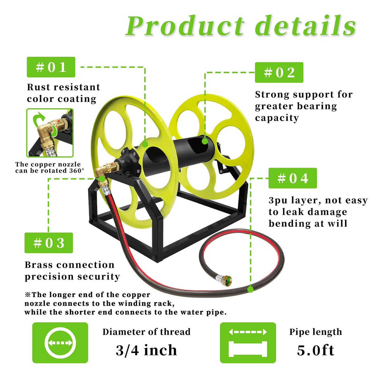 400FT Wall/Floor Mount Garden Hose Reel with Crank P34343