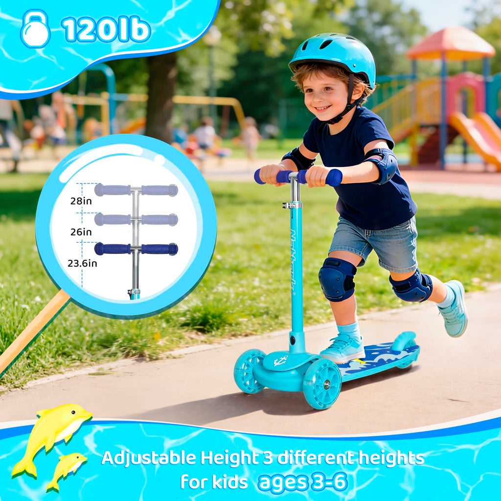 3-Wheel Toddler Kick Scooter with Light-Up Wheels Y294170