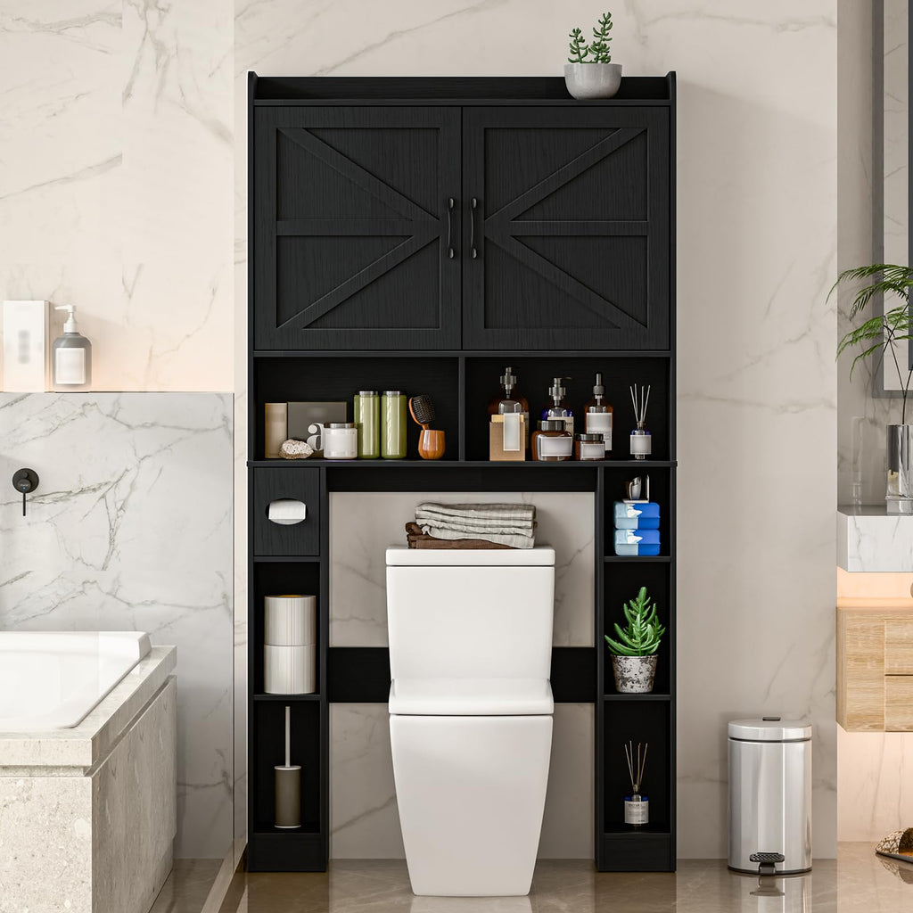Over The Toilet Storage Cabinet with Barn Doors Q9356