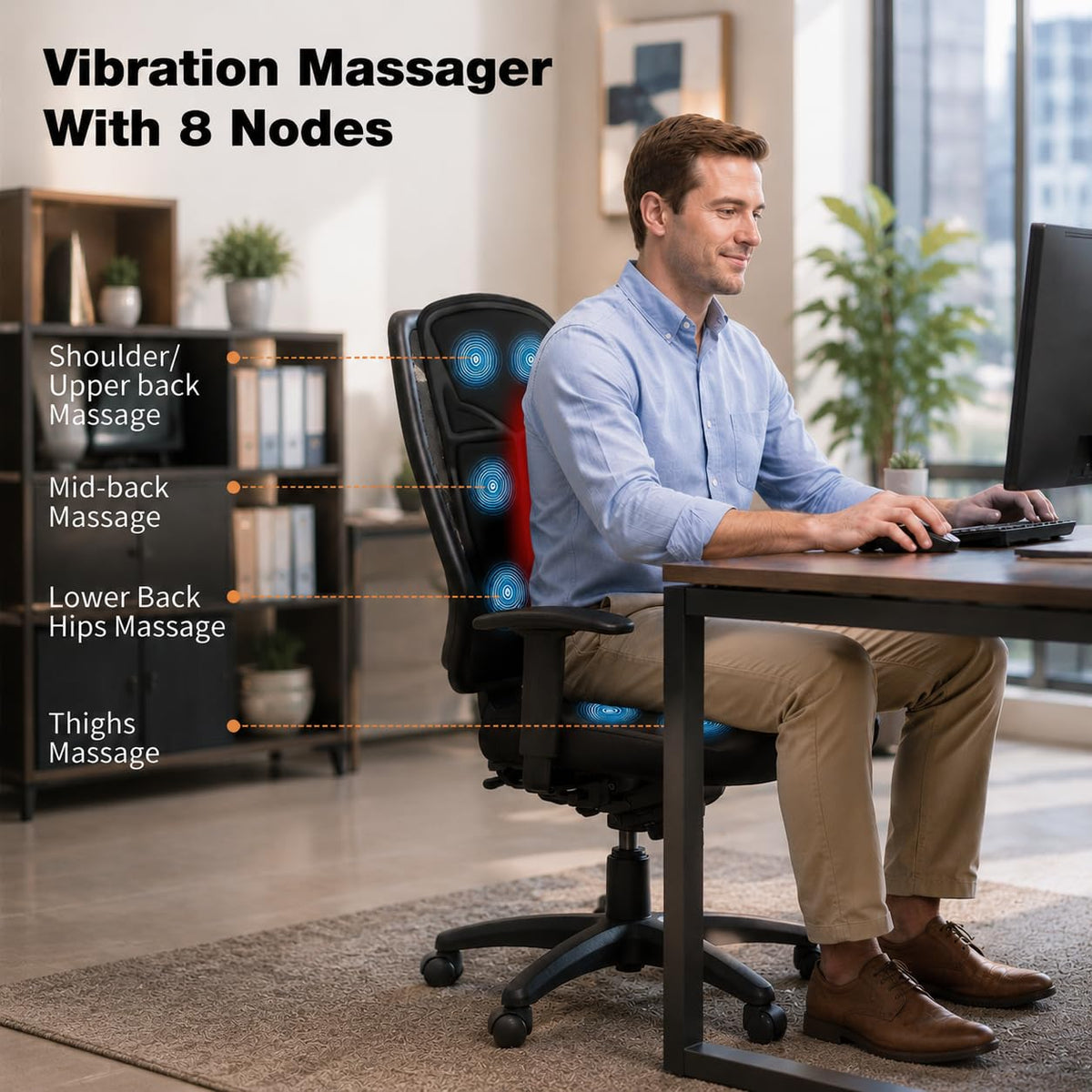 Vibration Back Massager with Heat and 8 Vibration K512451