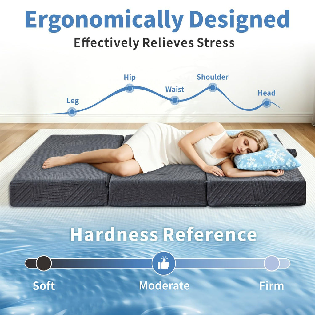 6 Inch Foldable Memory Foam Mattress Queen Size K63883