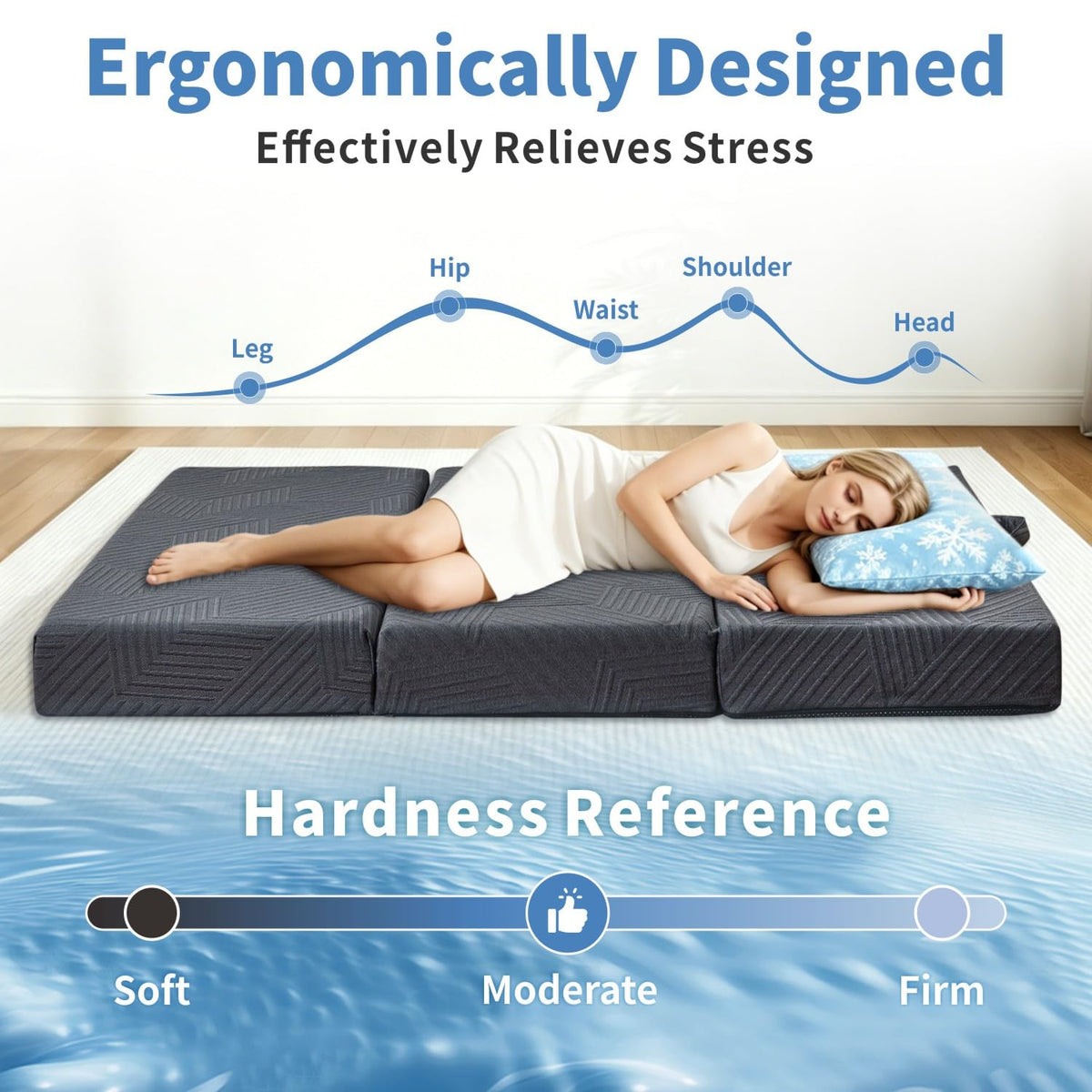 6 Inch Foldable Memory Foam Mattress Queen Size K63883