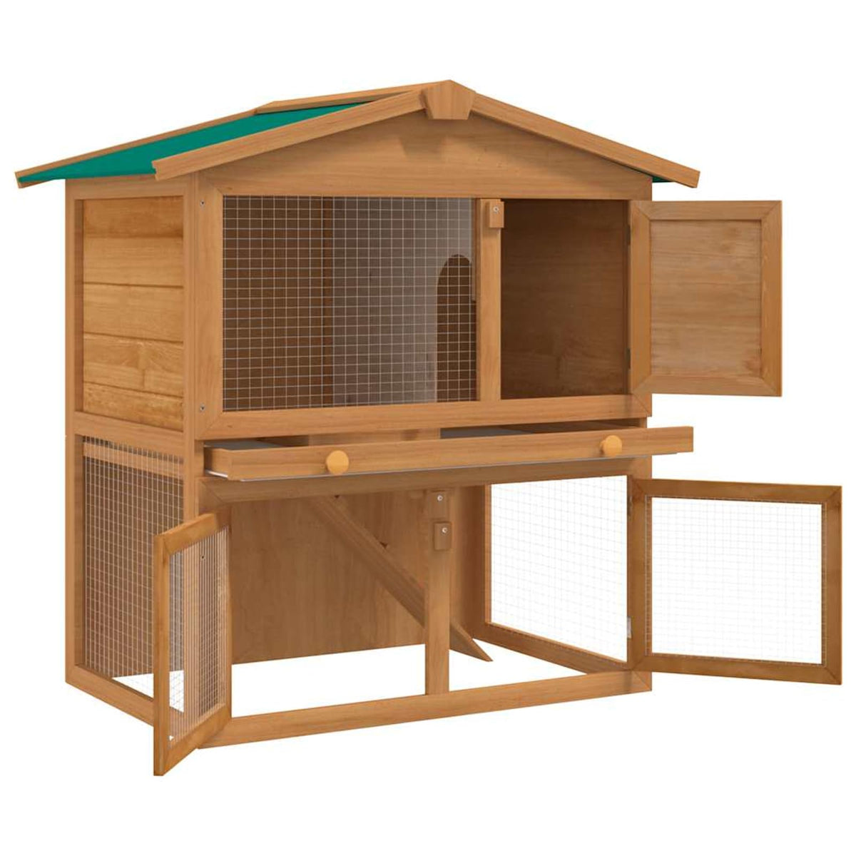 2-Tier Wooden Rabbit Hutch with Ramp R1090