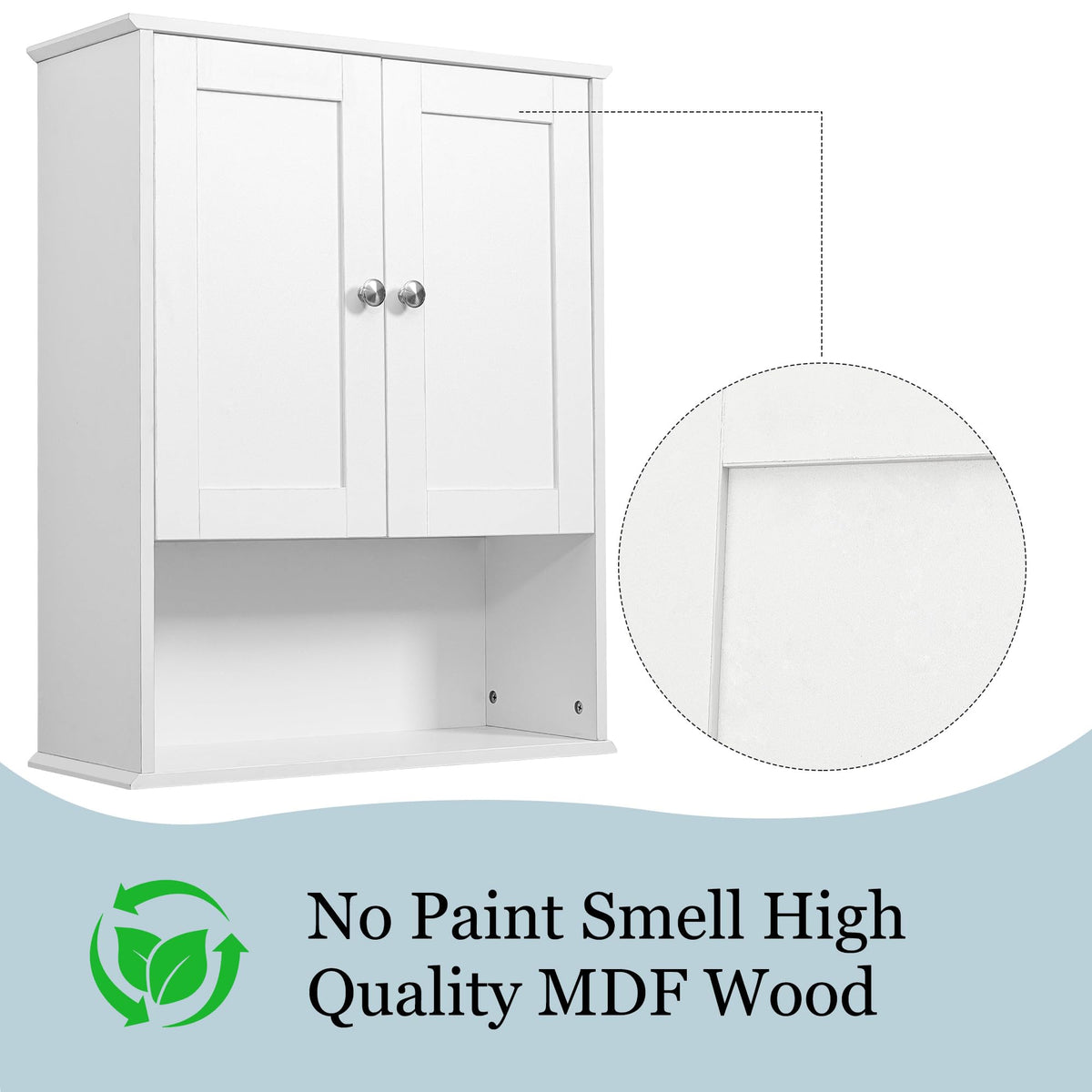 White 20x28 Inch Wall Mounted Bathroom Cabinet with Adjustable Shelf A69829