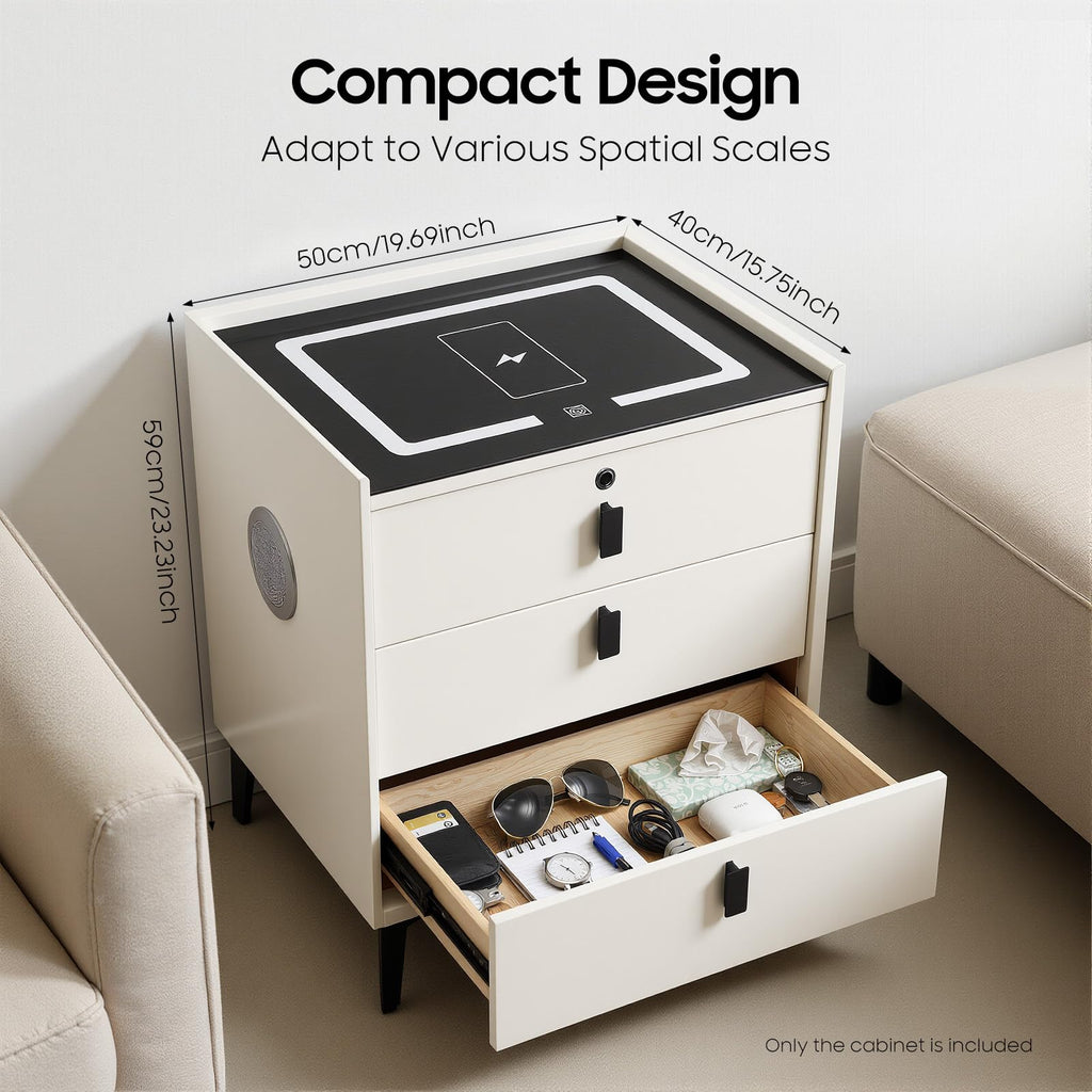 LED Nightstand with Charging Station and Drawers W7773