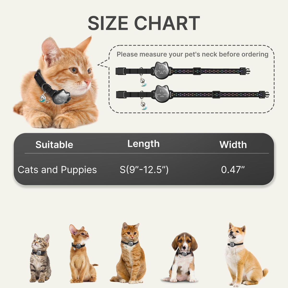 Reflective Breakaway Cat Collar with Bell F60373