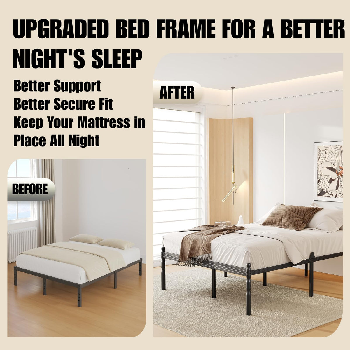 18" Metal Queen Platform Bed Frame M731