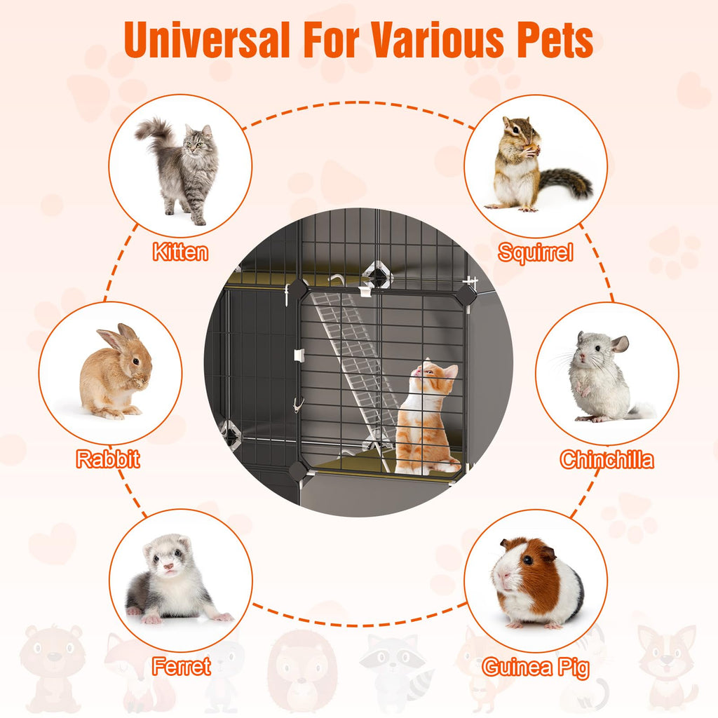 3-Tier Cat Cage with Litter Box, Hammock & Ladders G983
