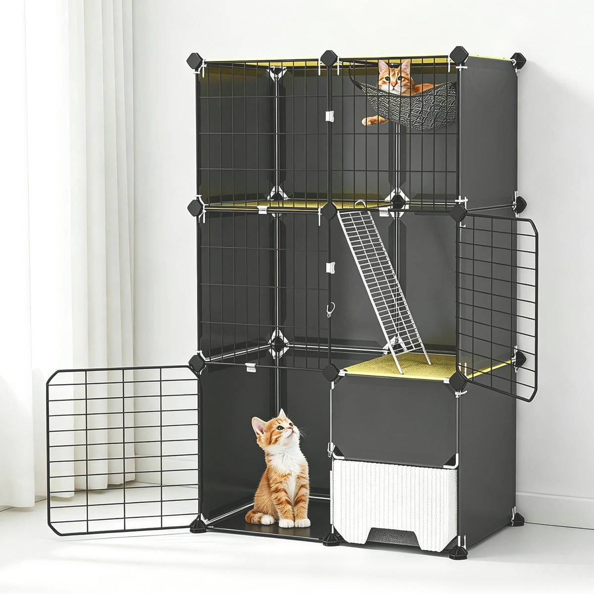 3-Tier Cat Cage with Litter Box, Hammock & Ladders G983