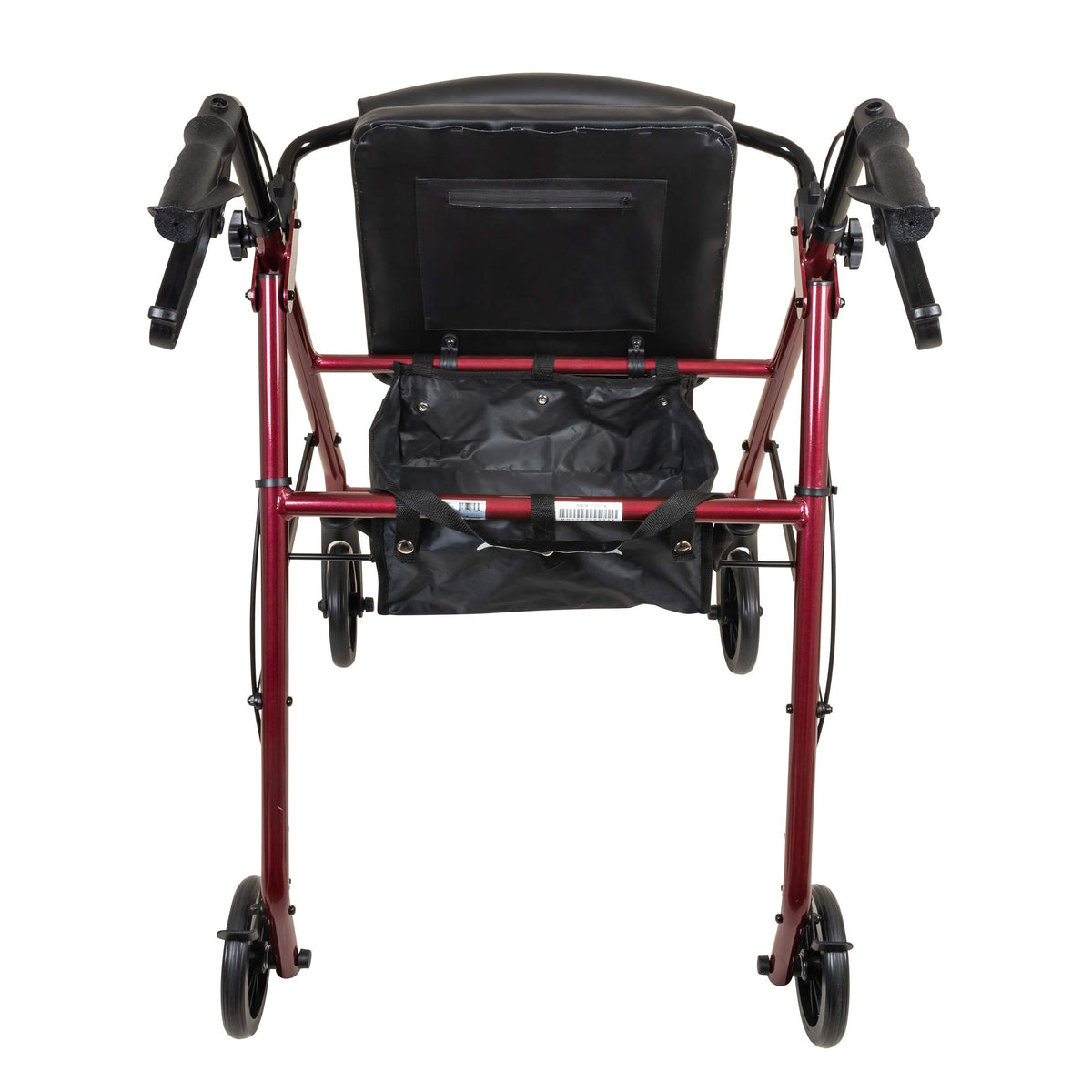 Aluminum Rollator Walker with Seat, 6-inch Wheels, Foldable, Burgundy E6531