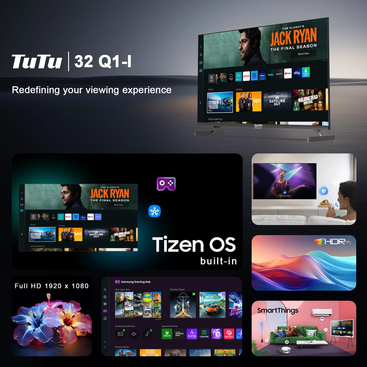 32 Inch FHD Smart TV 1080p Full HD Central Stand with HDR Dolby Audio A245