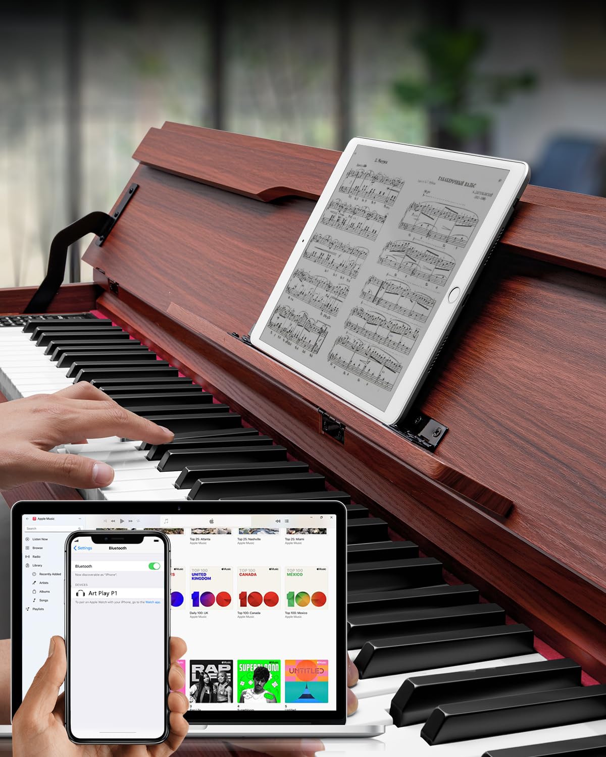 88 Keys Hammer-Action Fully Weighted Digital Piano with Furniture Stand H66374
