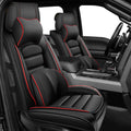 Waterproof Nappa Leather Car Seat Covers 5 Seats Black Red U581