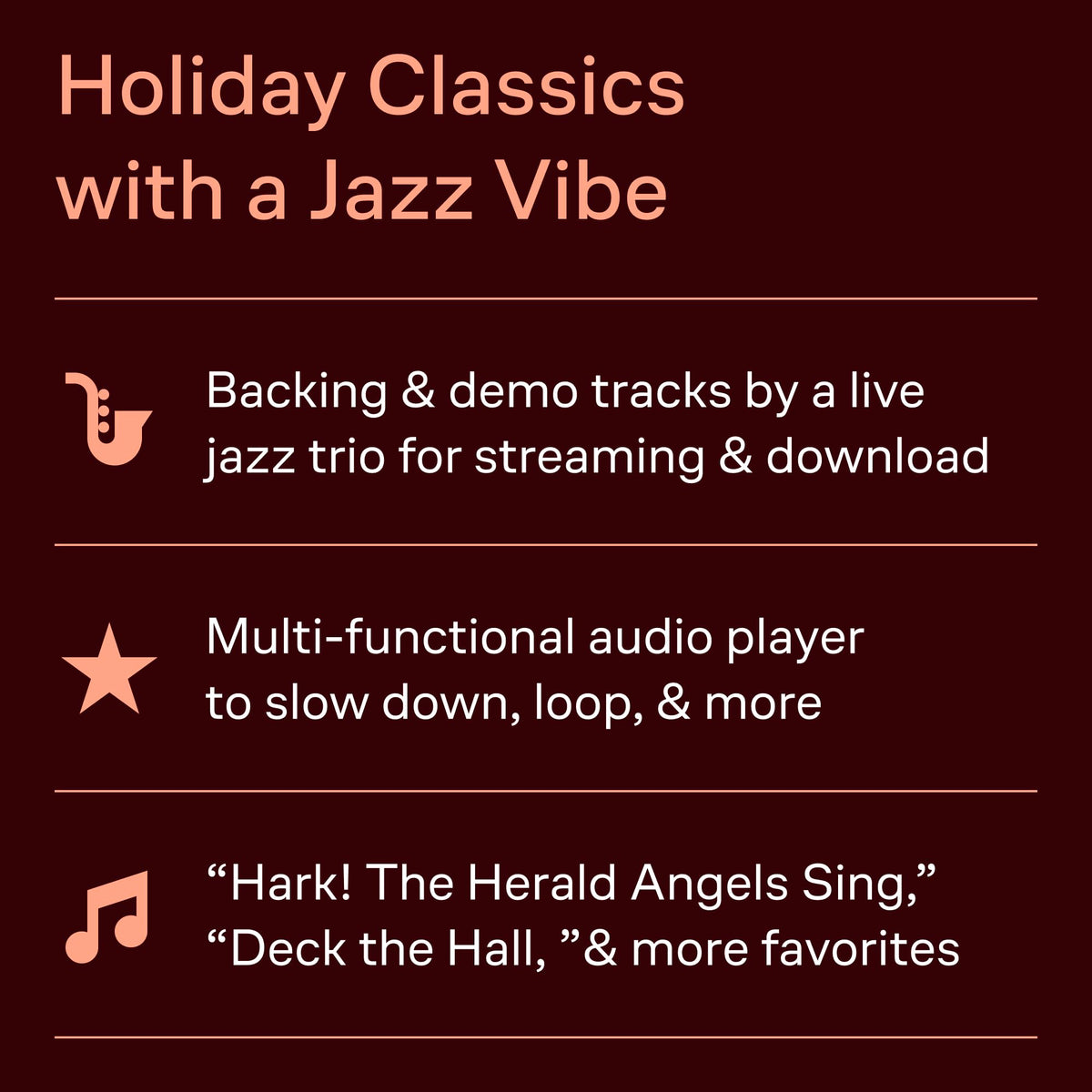 Alto Sax Christmas Jazz Sheet Music Book with Online Audio A25679