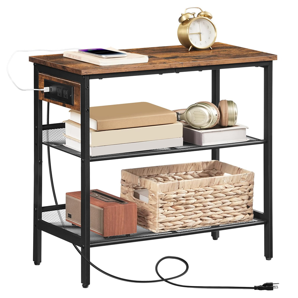 3-Tier Narrow End Table with Charging Station A84109
