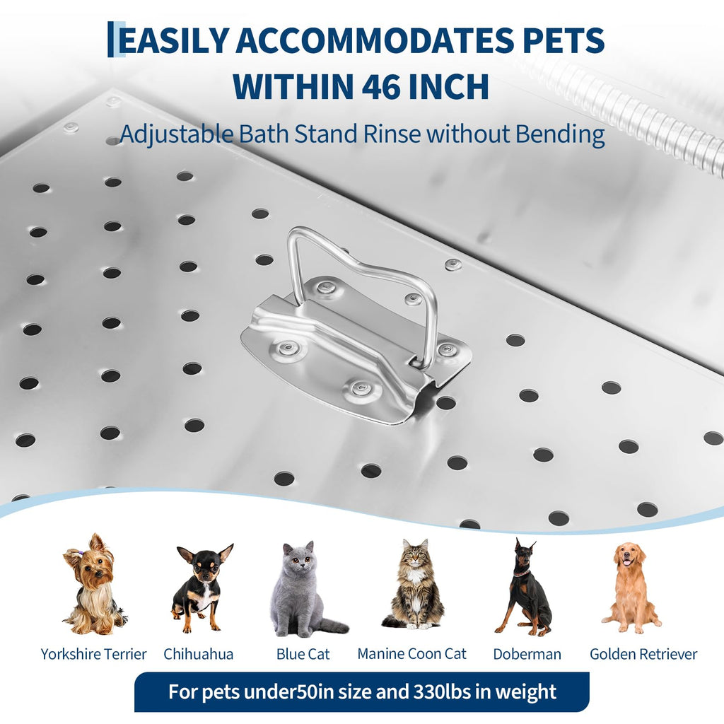 46 Inch Stainless Steel Dog Washing Station with Stair U978711