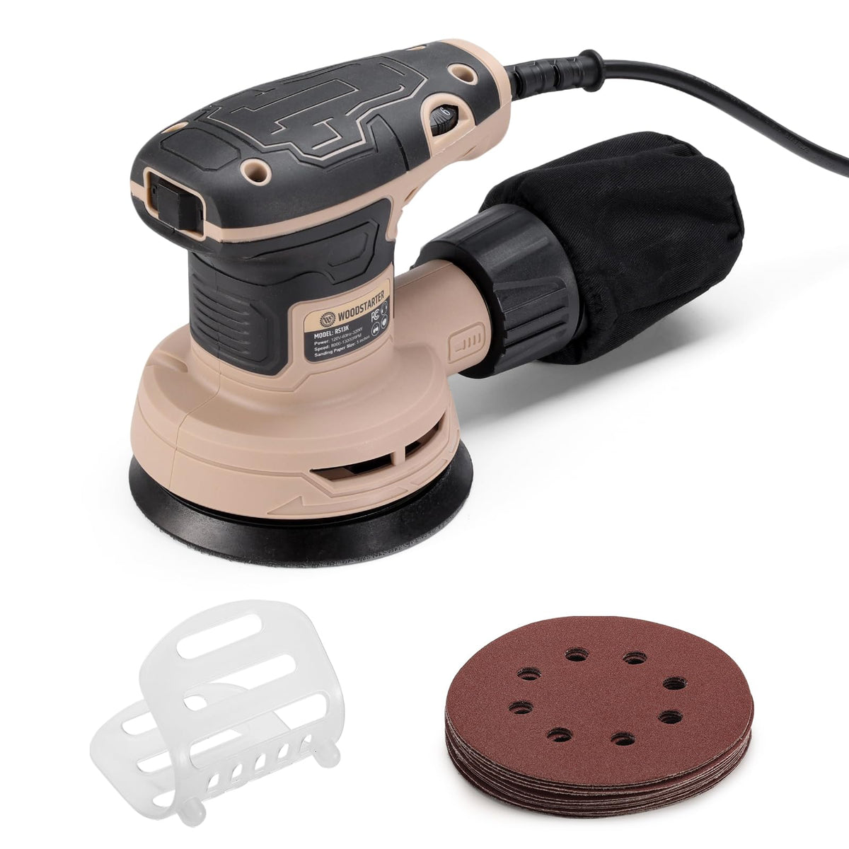 5-Inch Variable Speed Random Orbital Sander with Dust Bag H36868