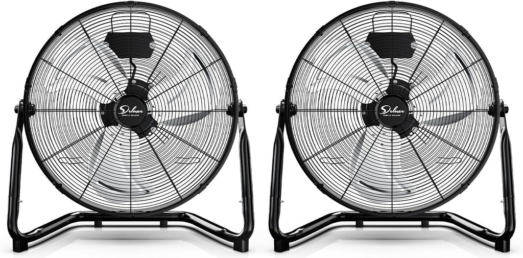 18 Inch 3-Speed High Velocity Metal Industrial Floor Fans Black 2 Pack N328