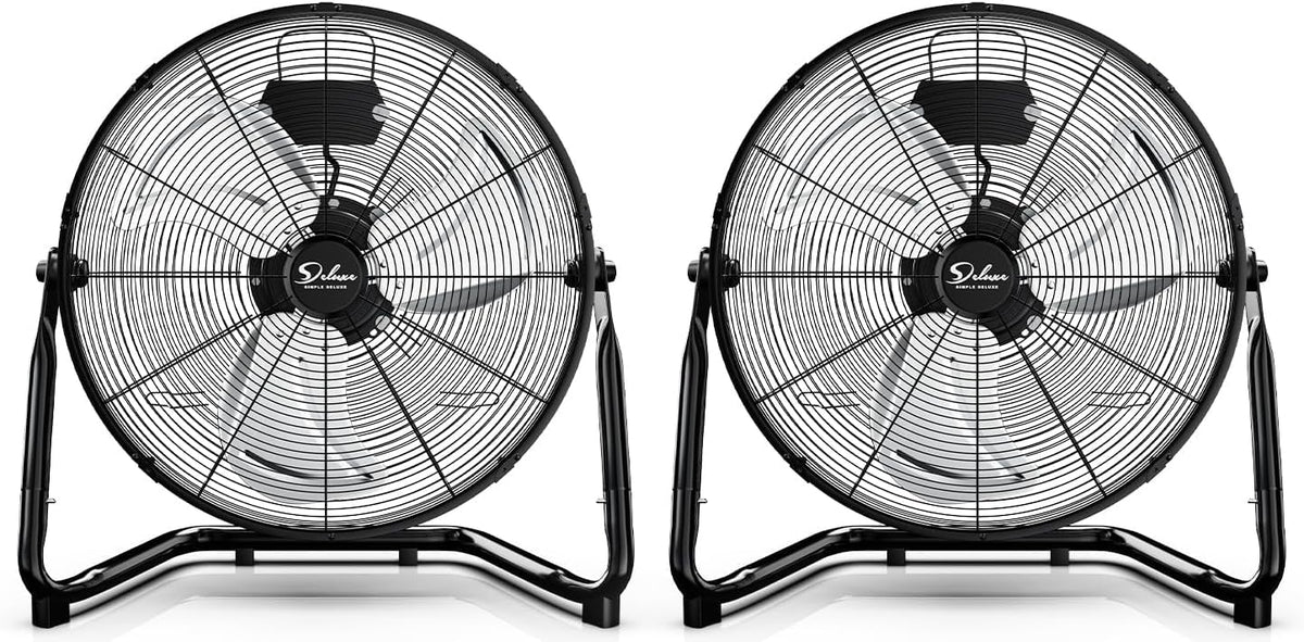 18 Inch 3-Speed High Velocity Metal Industrial Floor Fans Black 2 Pack N328