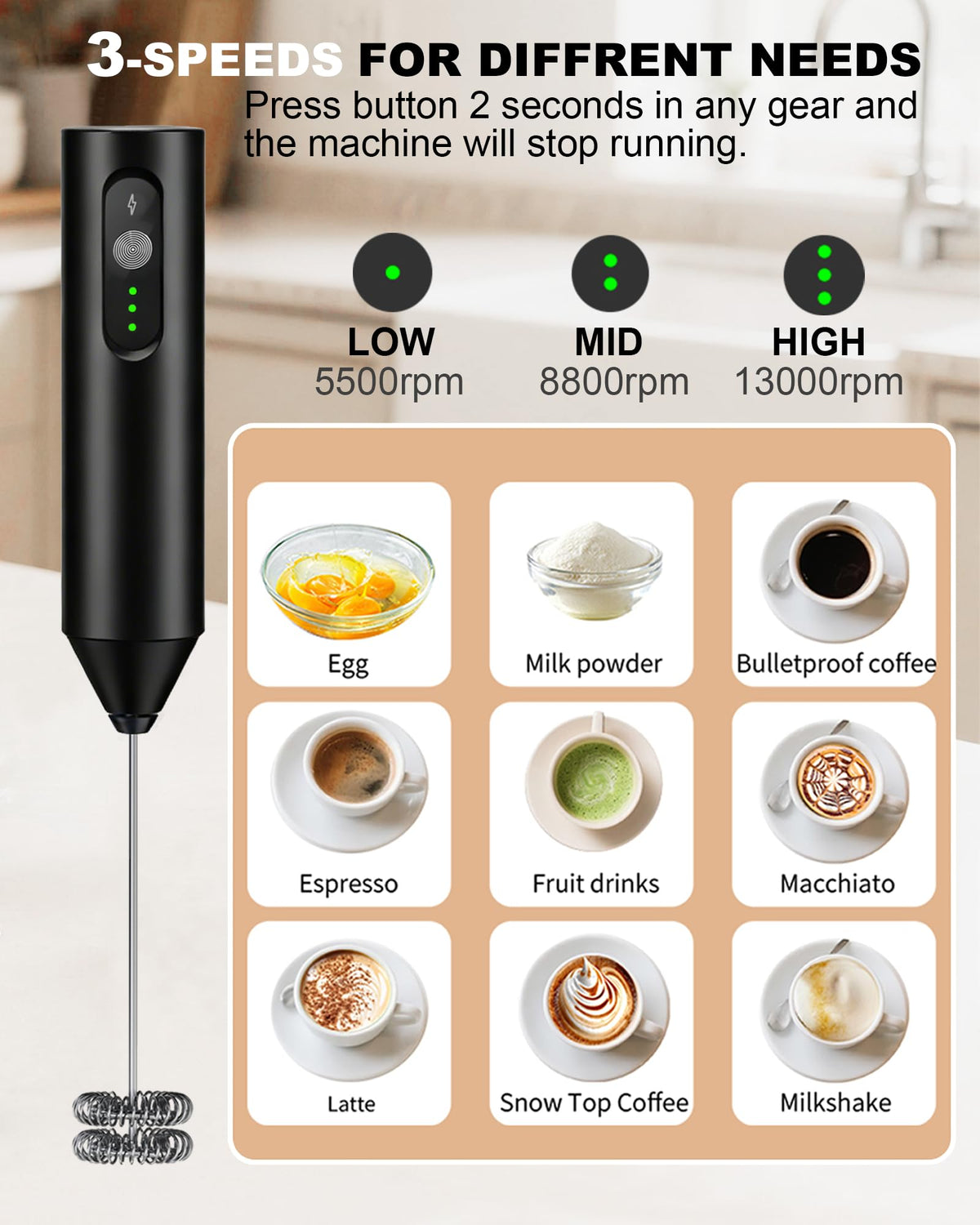 Rechargeable Handheld Milk Frother C968229