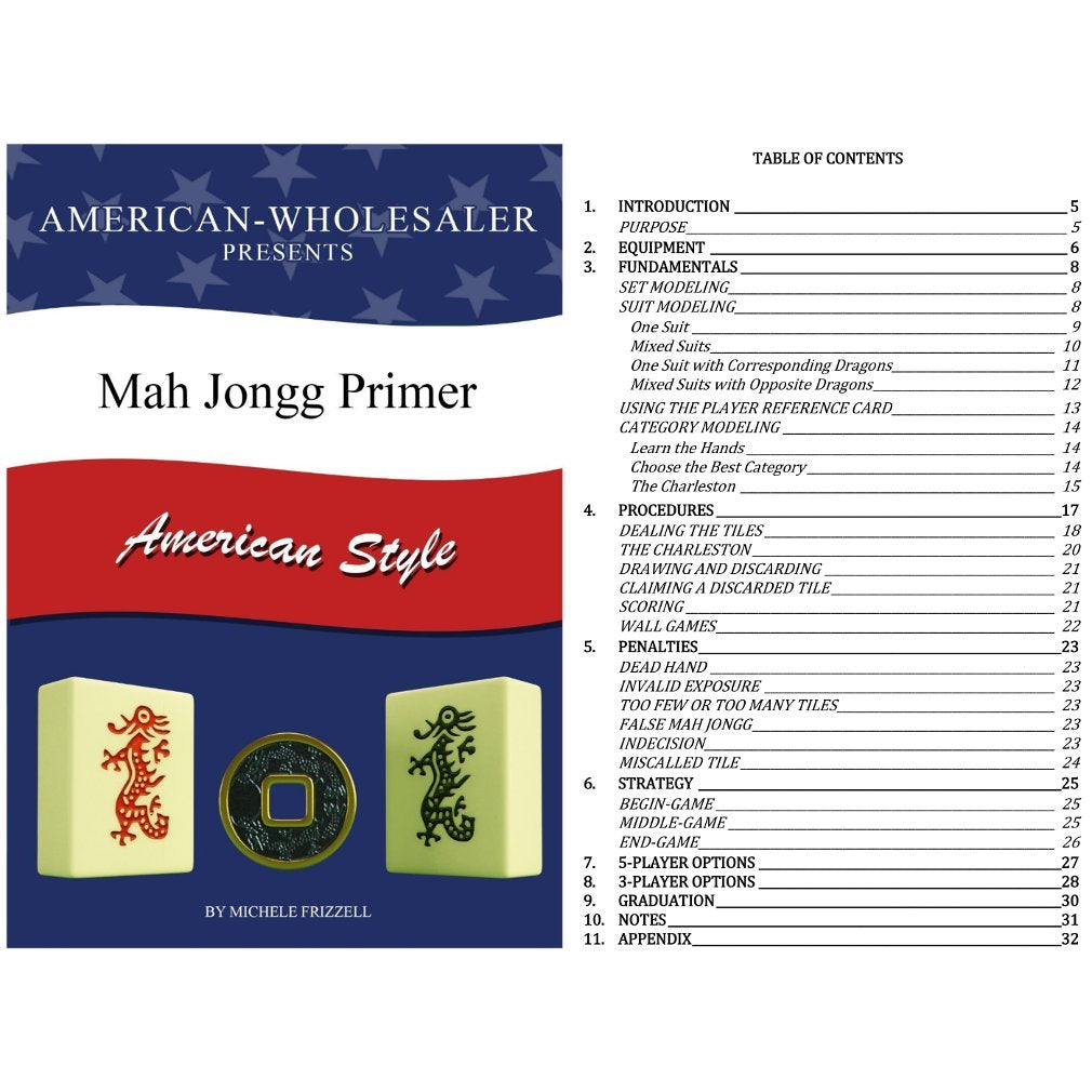 American Mahjong Set 166 White Tiles 4 All-in-One Rack/Pushers Blue Soft Bag H80535