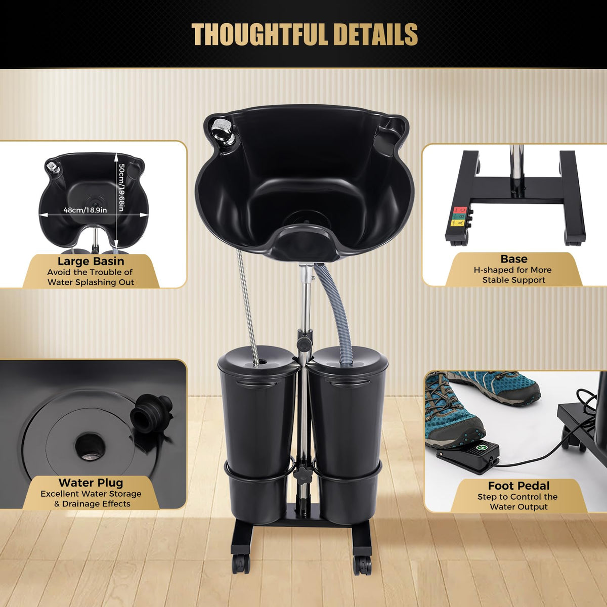 Portable Shampoo Bowl with Electric Pump V62114