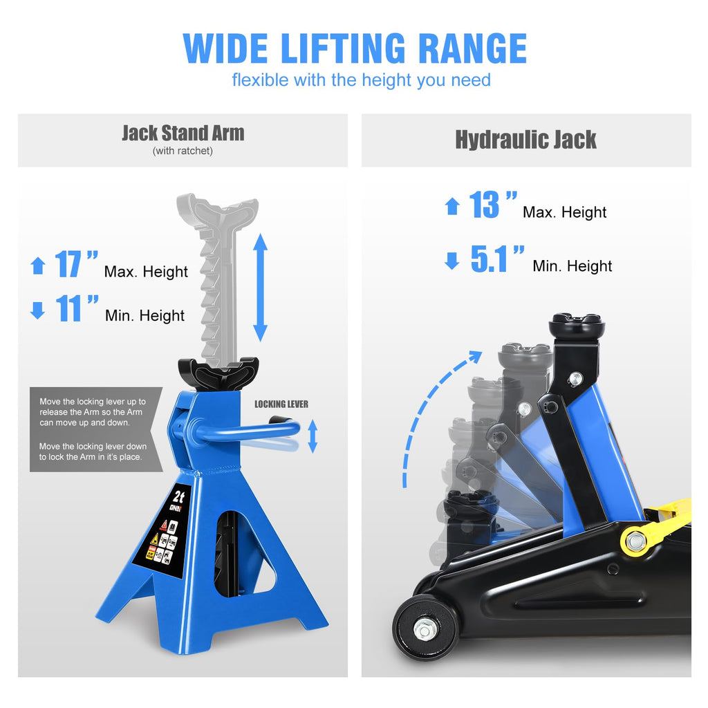2 Ton Car Jack and Stands Kit Blue B8000