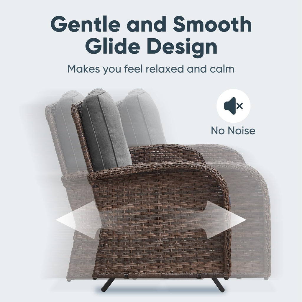 Brown 2 Seater Wicker Outdoor Glider Bench T6868