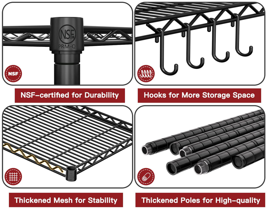 Wire Storage Rack with Wheels Metal Shelving Y905