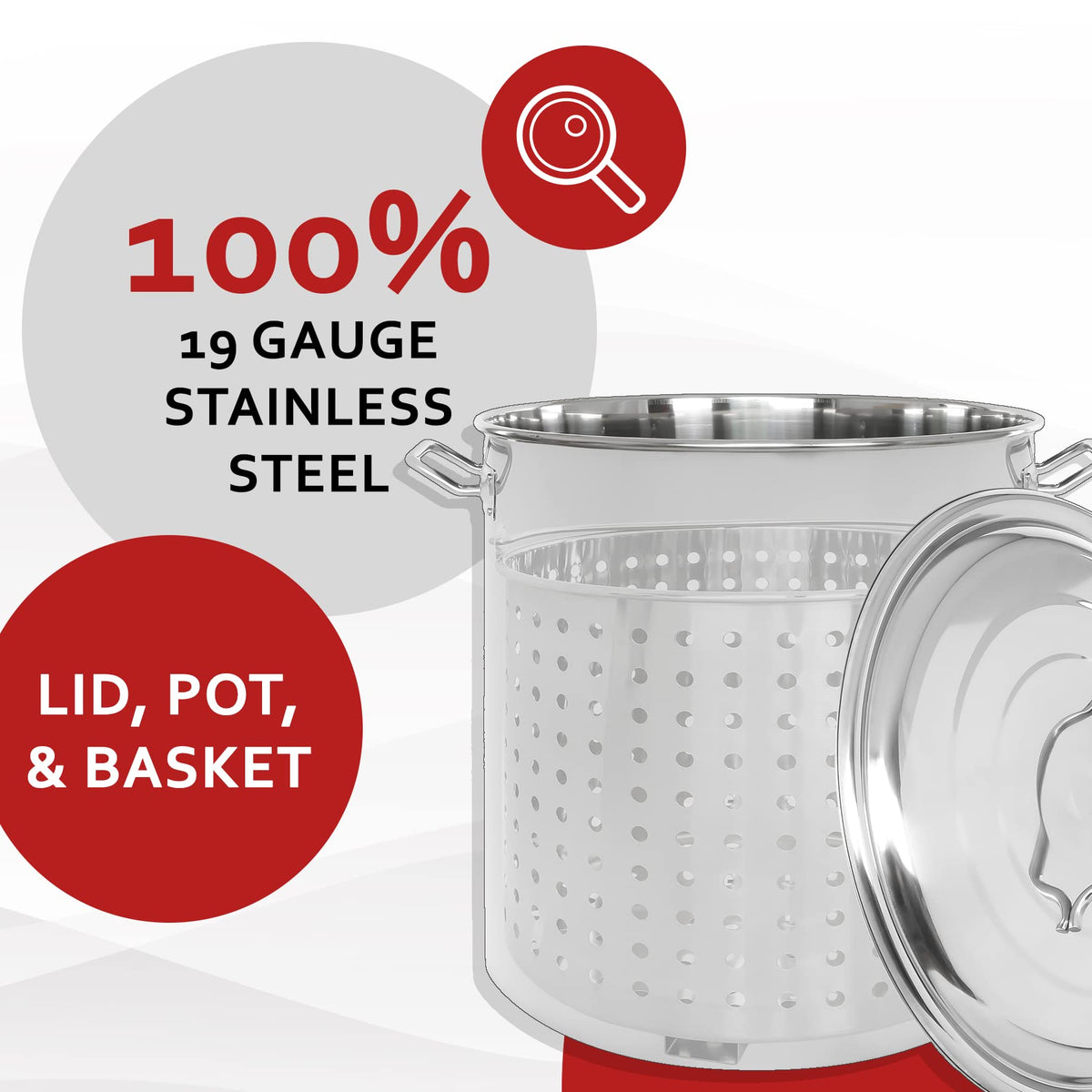 Stainless Steel Stock Pot with Steamer Basket 40 Quart U494