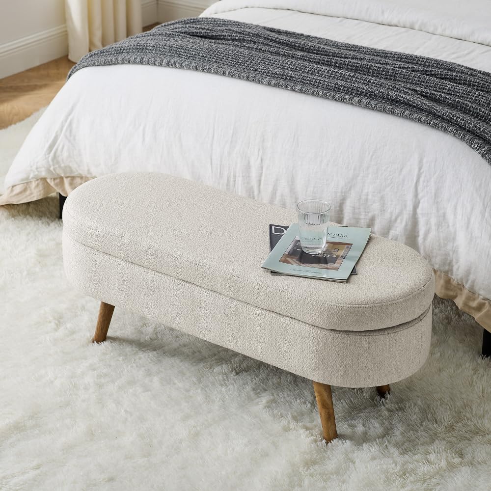Oval Storage Bench with Rubber Wood Legs G59211