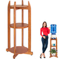 Solid Wood Water Dispenser Floor Stand with 3 Shelves Z18823