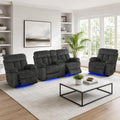 Gray Wool 3 Piece Power Reclining Sofa Set with USB Ports and LED Lights V472200