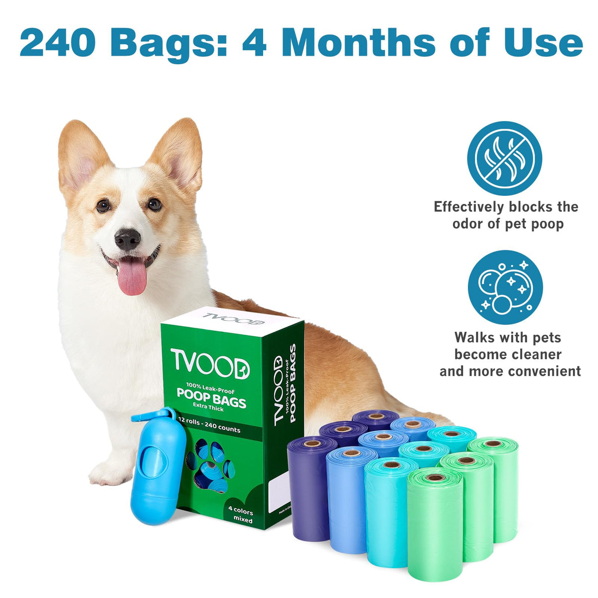 Dog Poop Bags Rolls 240 Count Leakproof C46562