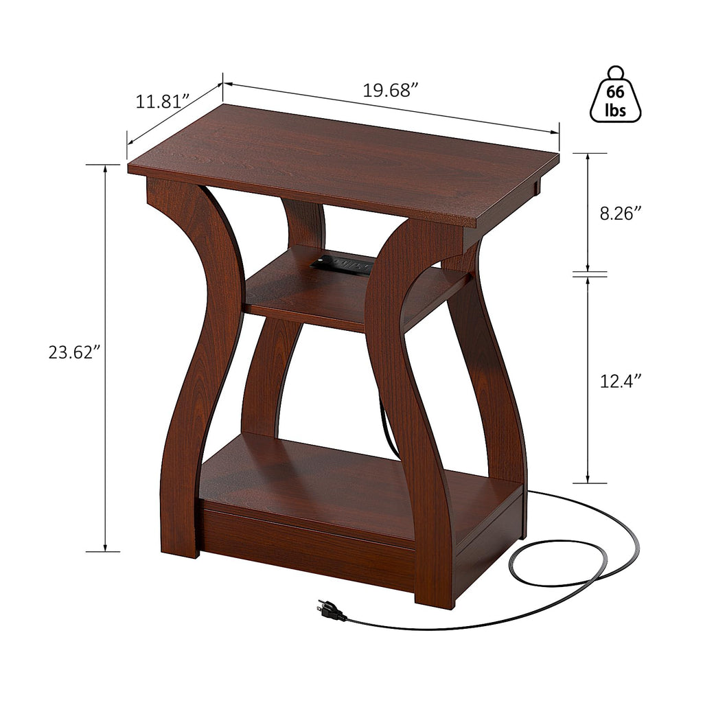 Cherry End Tables Set of 2 with Charging Station R22378