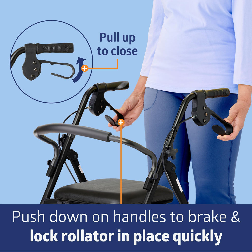 Burgundy Aluminum Rollator Walker with 8” Wheels and Padded Seat P3596