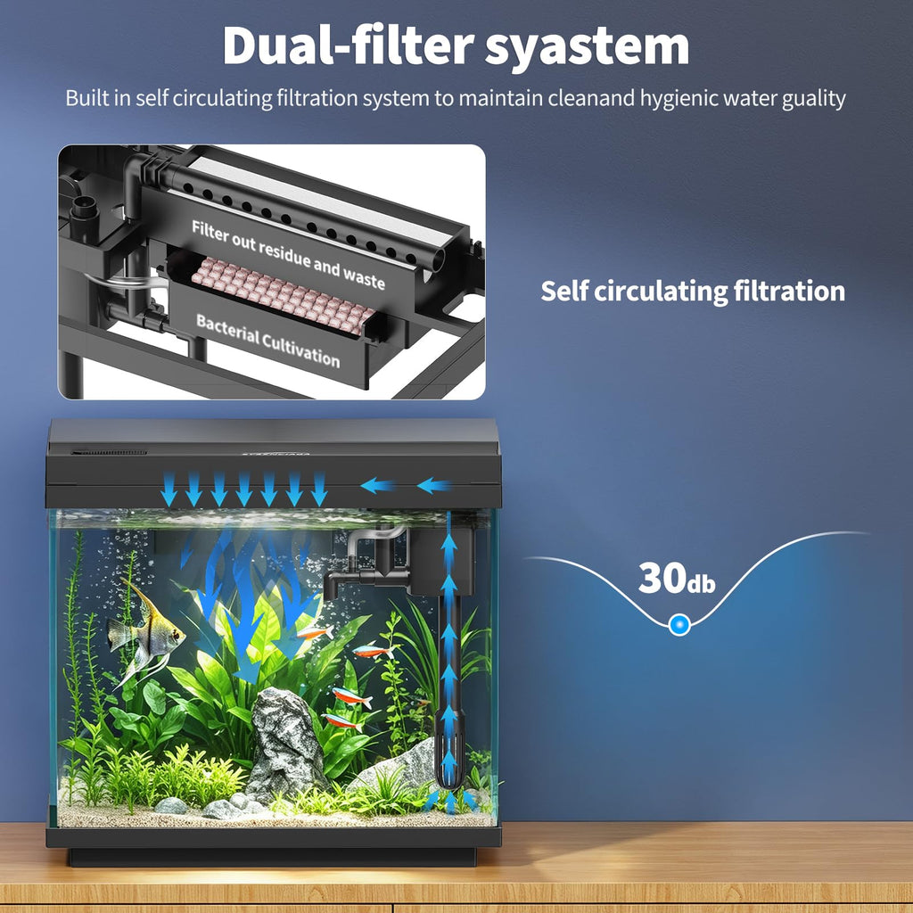 3 Gal Glass Fish Tank Kit with Filter & Light L63419