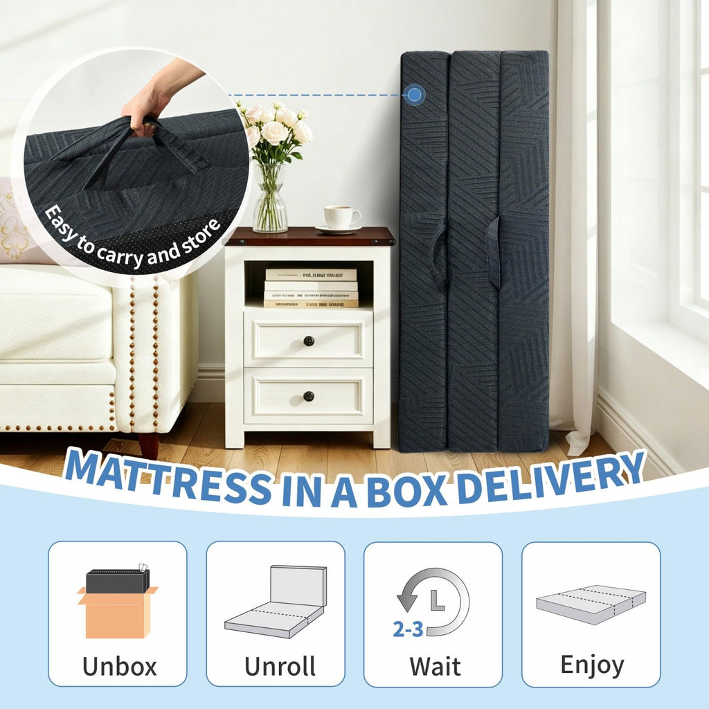 6 Inch Foldable Memory Foam Mattress Queen Size K63883
