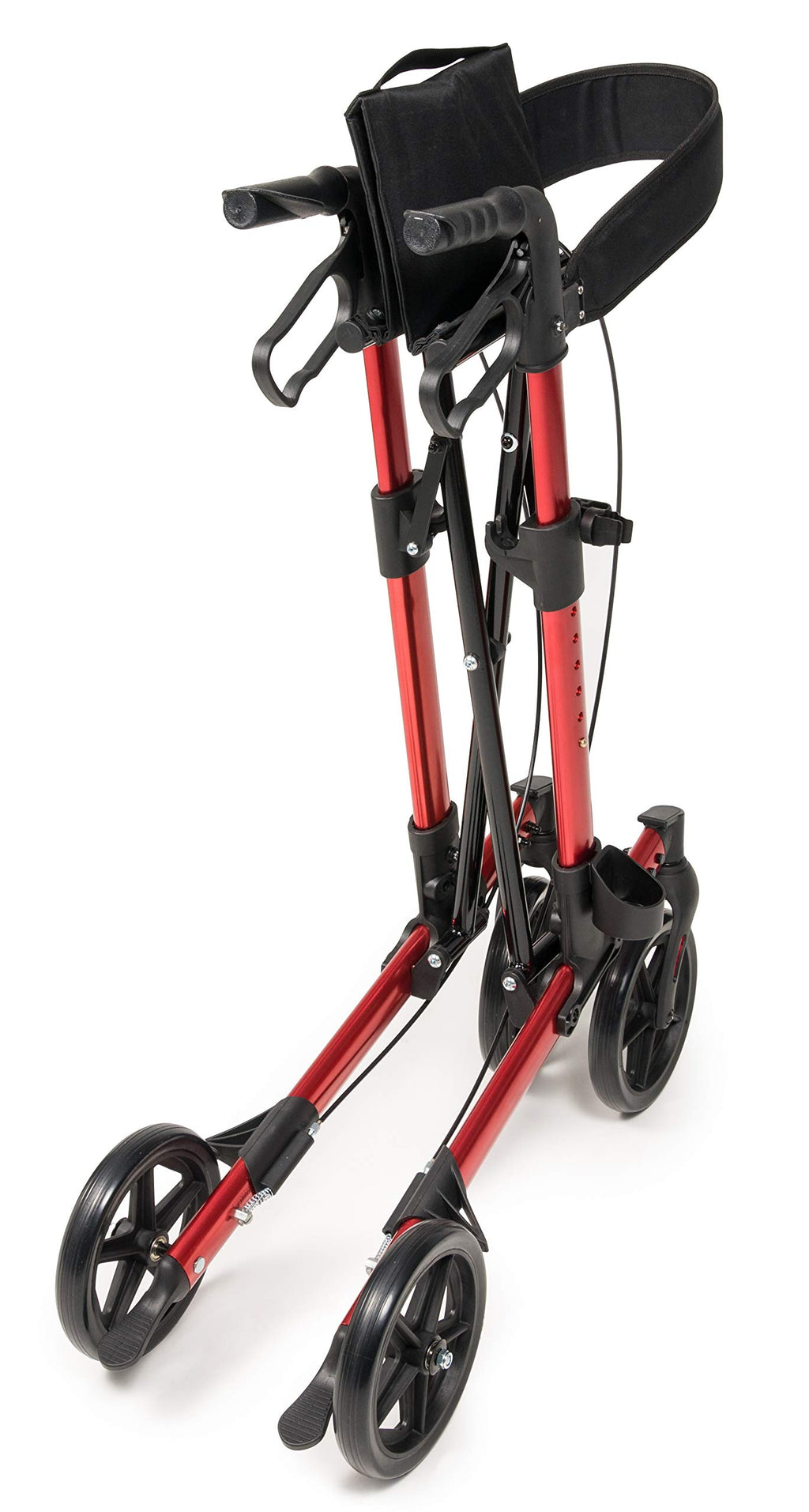 Tall Rollator Walker with Seat 8” Wheels Apple Red N14684