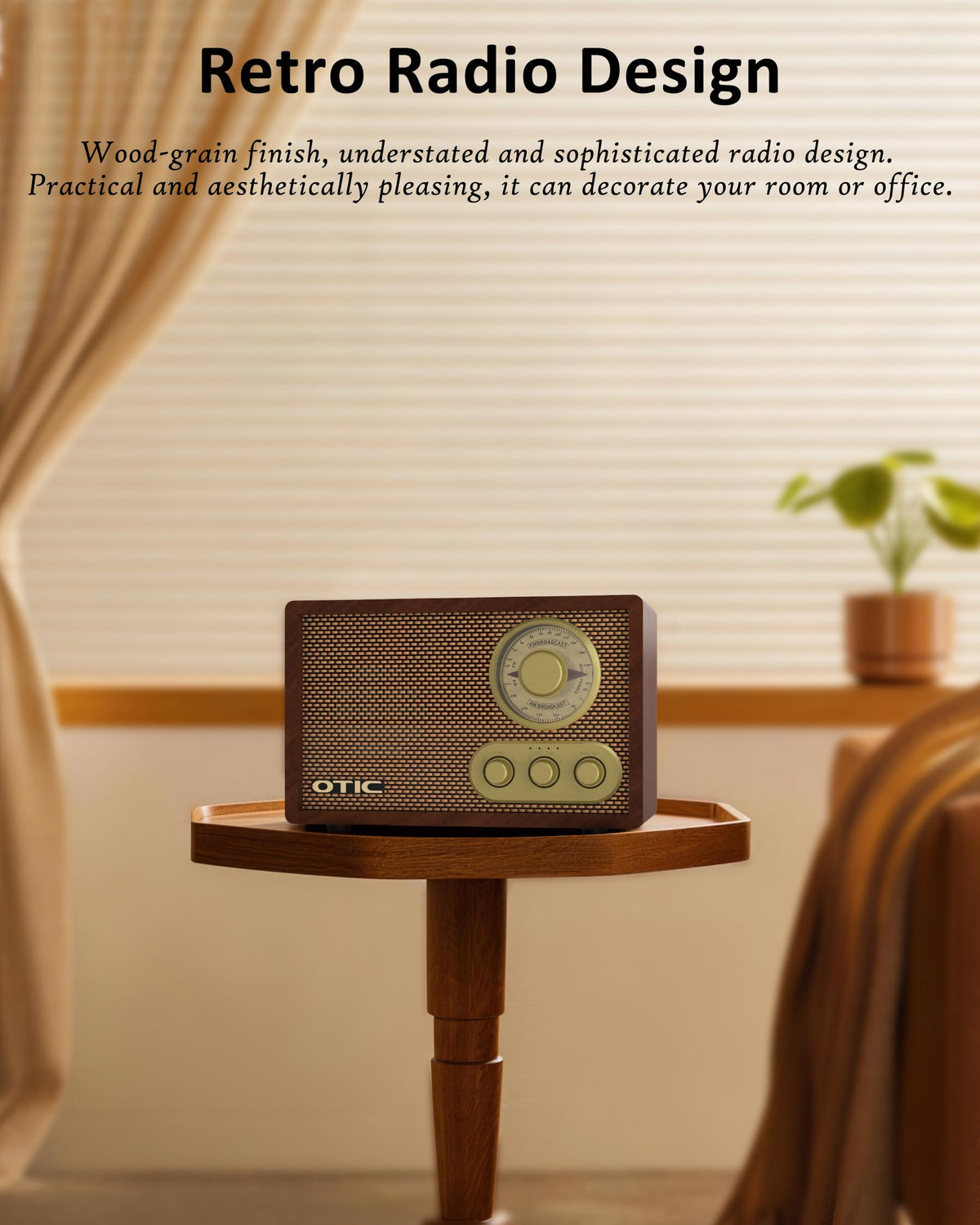 Vintage Wood AM/FM Bluetooth Radio with Speakers I423843