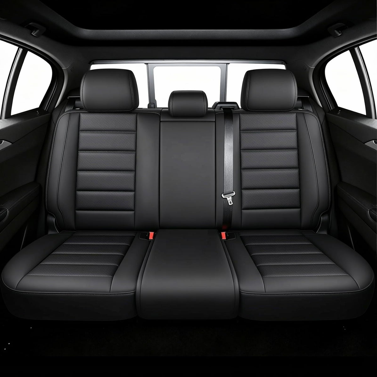Waterproof Nappa Leather Car Seat Covers 5 Seats Black Red U581