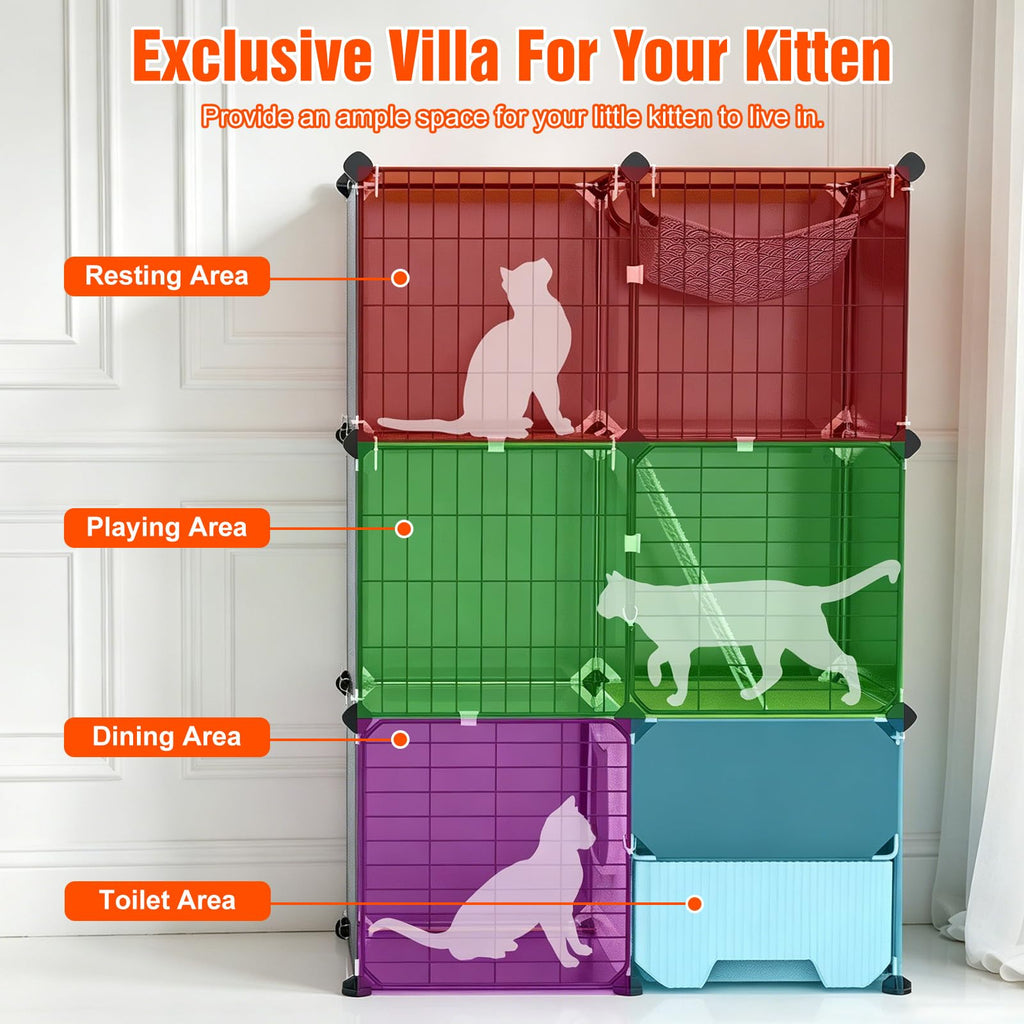 3-Tier Cat Cage with Litter Box, Hammock & Ladders G983
